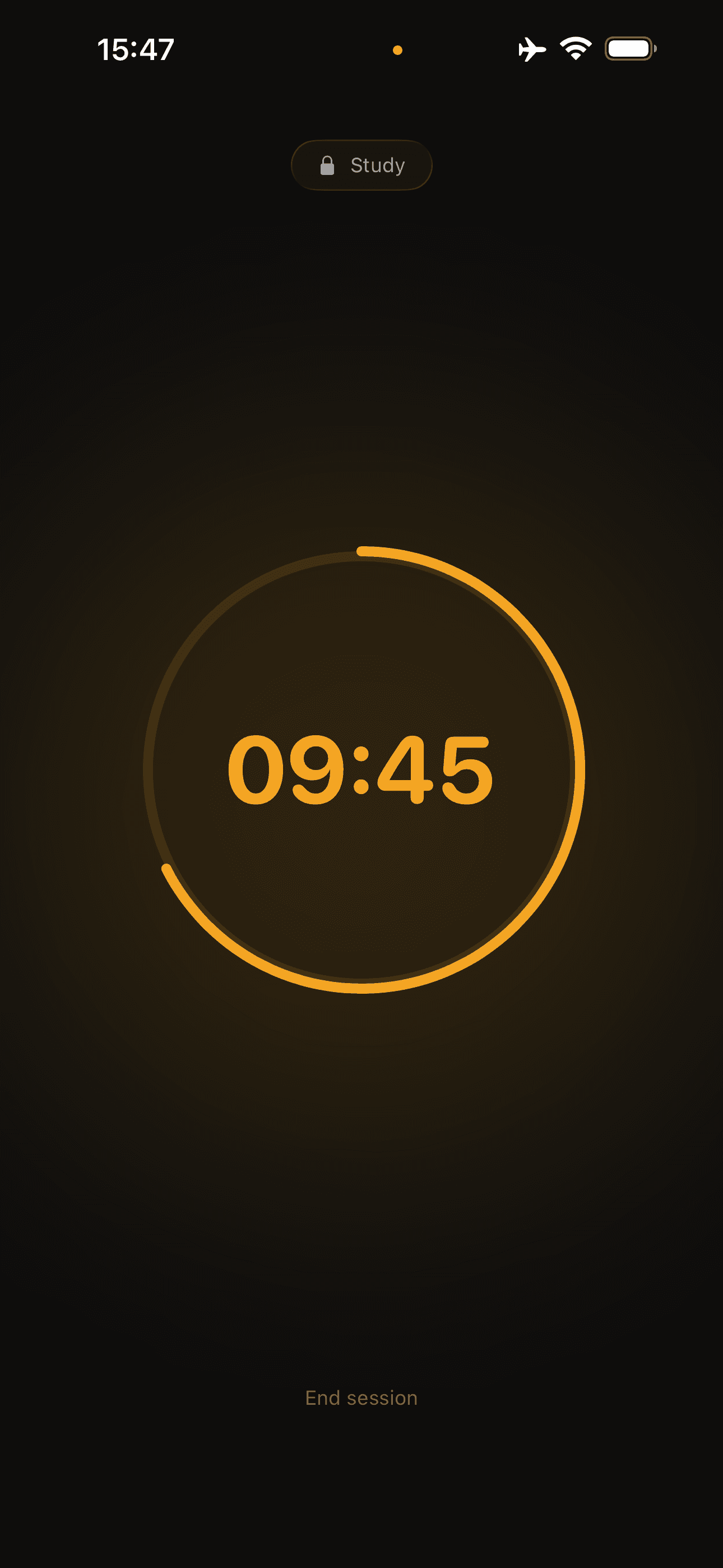 A Lockd focus session in progress, showing the timer and blocked apps